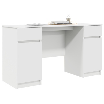 Birou, alb, 140x49x76 cm, lemn prelucrat - Img 3