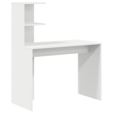 Birou alb de scris Alb MDF Compact Rafturi decorative - Img 2