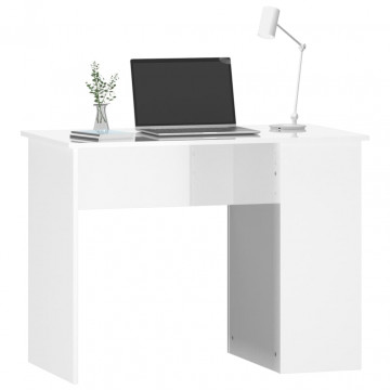 Birou, alb extralucios, 100x55x75 cm, lemn prelucrat - Img 3