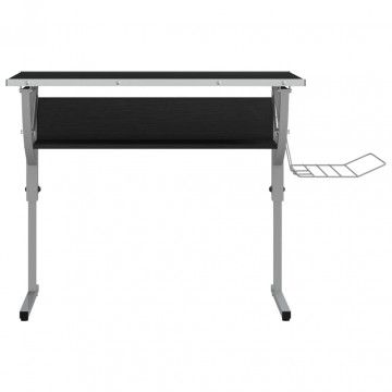 Birou Craft negru & gri 110x53x(58-87) cm lemn prelucrat & oțel - Img 3