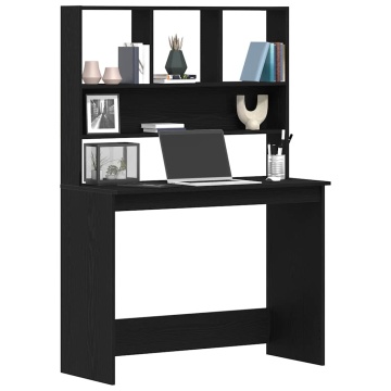 Birou cu rafturi, stejar negru, 102x45x148 cm, lemn prelucrat - Img 4