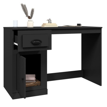 Birou cu sertar, negru, 115x50x75 cm, lemn prelucrat - Img 8