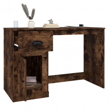 Birou cu sertar, stejar fumuriu, 115x50x75 cm, lemn prelucrat - Img 8