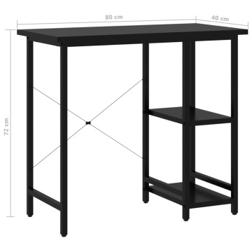 Birou de calculator, negru, 80x40x72 cm, MDF și metal - Img 6