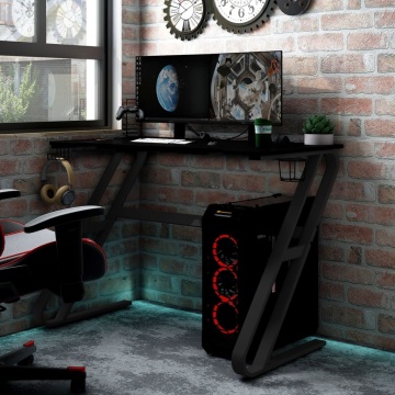 Birou de gaming cu picioare în formă de ZZ, negru, 110x60x75 cm - Img 1