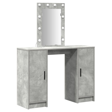 Birou de toaletă cu lumini LED Gri beton 102x33x135 cm - Img 2