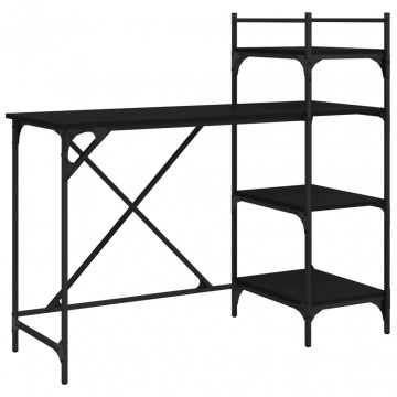 Birou pentru computer cu rafturi negru 120x47x109 cm - Img 5