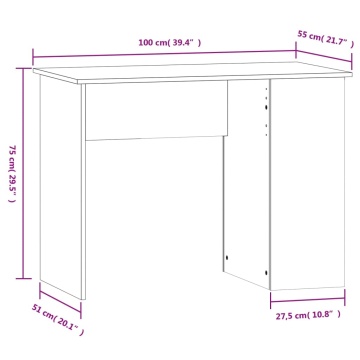 Birou, stejar maro, 100x55x75 cm, lemn prelucrat - Img 7