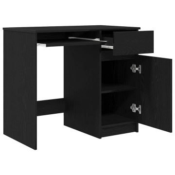 Birou Stejar negru 86x49x76 cm Lemn prelucrat - Img 8