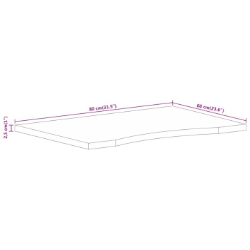 Blat birou cu decupaj curbat 80x60x2,5 cm lemn masiv mango brut - Img 7