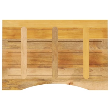Blat birou cu decupaj curbat 90x50x2,5 cm lemn masiv mango brut - Img 8
