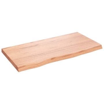 Blat de baie, maro deschis, 80x40x(2-4) cm, lemn masiv tratat - Img 2