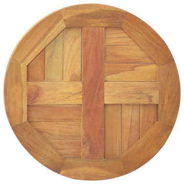 Blat de masă, 40 cm, lemn masiv de tec, rotund, 2,5 cm - Img 3