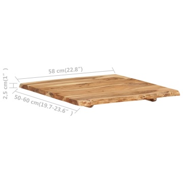 Blat de masă, 58x(50-60)x2,5 cm, lemn masiv de acacia - Img 3