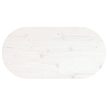 Blat de masă, alb, 70x35x2,5 cm, lemn masiv de pin, oval - Img 4