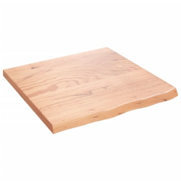 Blat de masă maro 60x60x(2-4) cm, lemn masiv stejar tratat - Img 2