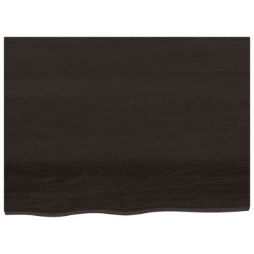 Blat de masă maro închis 80x60x2cm, lemn masiv de stejar tratat - Img 3