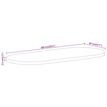 Blat de masă oval, 100x40x2,5 cm, lemn masiv de mango - Img 7