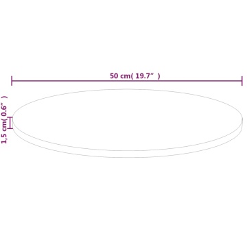 Blat de masă rotund, Ø50x1,5 cm, lemn masiv stejar netratat - Img 4