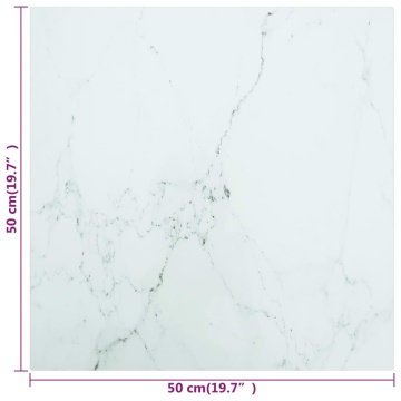 Blat masă alb 50x50 cm 6 mm sticlă securizată design marmură - Img 5