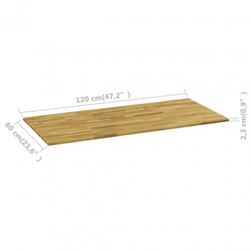 Blat masă, lemn masiv de stejar, dreptunghiular, 23mm 120x60cm - Img 4