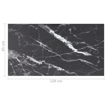 Blat masă negru 120x65 cm 8mm sticlă securizată design marmură - Img 5