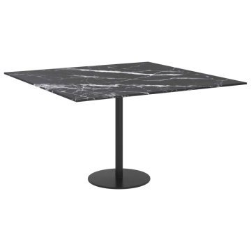 Blat masă negru 70x70 cm 6 mm sticlă securizată design marmură - Img 4