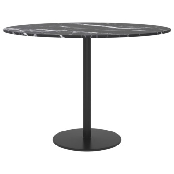 Blat masă negru Ø60x0,8 cm, sticlă securizată, design marmură - Img 3