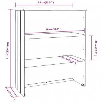 Blat pentru servantă, gri deschis, 85x35x100 cm, lemn masiv pin - Img 5