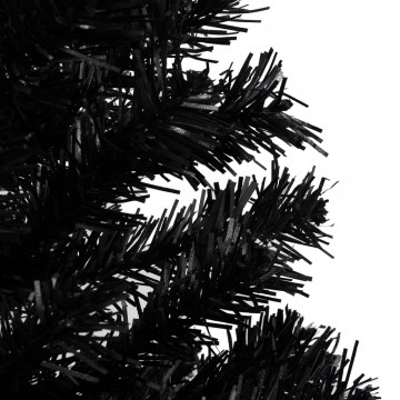 Brad Crăciun pre-iluminat cu set globuri, negru, 240 cm, PVC - Img 2
