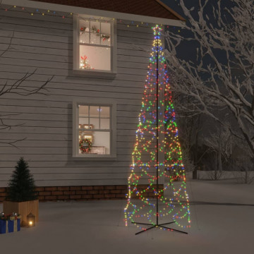 Brad de Crăciun conic, 1400 LED-uri, multicolor, 160x500 cm - Img 1