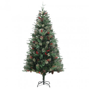 Brad de Crăciun cu conuri de pin, verde, 225 cm, PVC&PE - Img 2