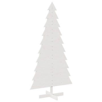 Brad de Crăciun decorativ, alb, 180 cm, lemn de pin masiv - Img 2