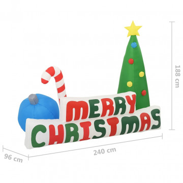 Brad gonflabil Crăciun Fericit decorațiuni cu LED 240x188 cm - Img 5