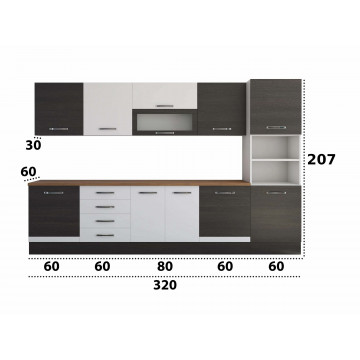 Bucatarie Alfa 320, alb/wenge, blat termic nuc, corp pentru cuptor incorporabil - Img 8