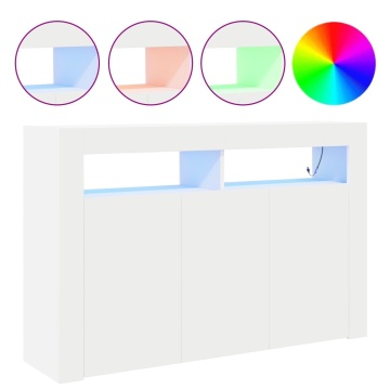 Bufet Alb Alb Lemn Compus 116 x 30 x 75 cm Modern Bufet cu LED - Img 4