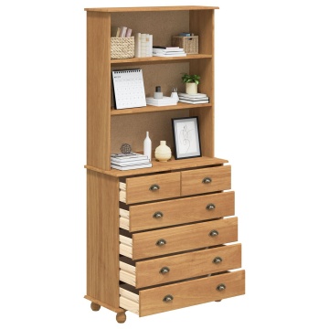 Bufet ASKIM maro miere 91x40x199.5 cm lemn masiv pin, Bufet ASKIM 91x30x104 cm lemn masiv pin, Comoda ASKIM 91x40x95.5 cm lemn masiv pin - Img 3