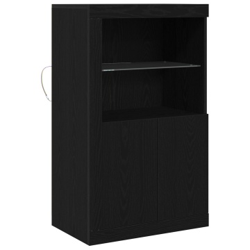 Bufet cu lumini LED Stejar Negru 60,5x37x100 cm - Img 2