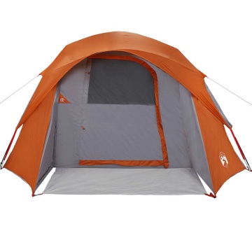 Cabină cort de camping 4 persoane gri și portocaliu impermeabil - Img 5