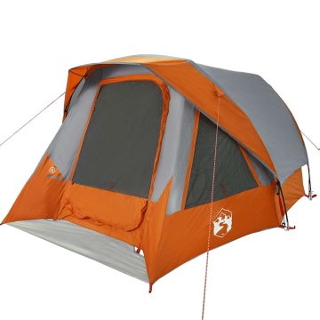 Cabină cort de camping 4 persoane gri și portocaliu impermeabil - Img 4