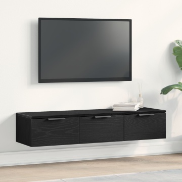 Cabinet de perete din stejar negru 102x30x20 cm fabricat din lemn prelucrat - Img 1