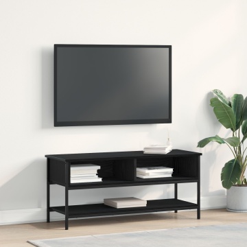 Cabinet TV Negru Stejar 100x35x45 cm Lemn prelucrat și Oțel - Img 1