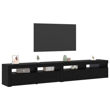 Cabinete TV 2 buc cu lumini LED din stejar negru și lemn ingineresc, Cabinet TV cu LED din stejar negru 120x35x40 cm din lemn ingineresc - Img 3