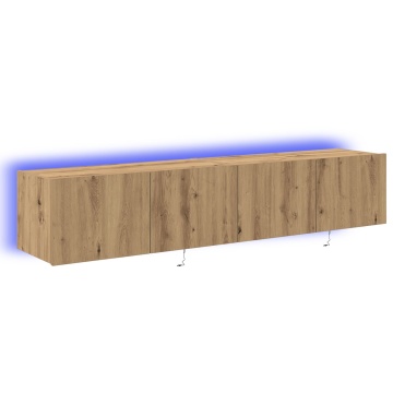 Cabinete TV cu lumini LED 2 buc Artisan Stejar 80x35x31 cm - Img 2