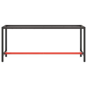 Cadru banc de lucru, negru mat/roșu mat, 190x50x79 cm, metal - Img 3