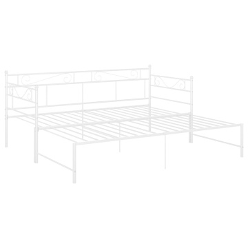 Cadru canapea extensibilă, alb, 90x200 cm, metal - Img 4