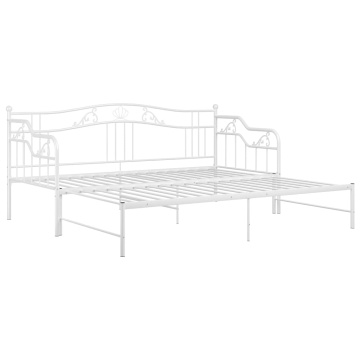 Cadru canapea extensibilă, alb, 90x200 cm, metal - Img 5