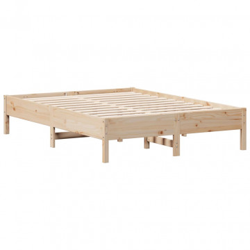 Cadru de pat, 135x190 cm, lemn masiv de pin - Img 2