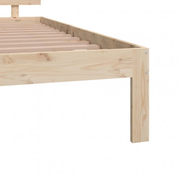 Cadru de pat, 140x190 cm, lemn masiv de pin - Img 5