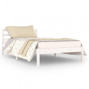 Cadru de pat, alb, 100x200 cm, lemn masiv de pin - Img 2